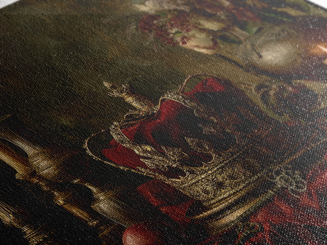 Dark Red Velvet Canvas Print, Baroque Art, Art, Living Room Decor, Fine Art, Ornate, Modern Wall Art, Living Room Wall Art, BAO-3x2-51