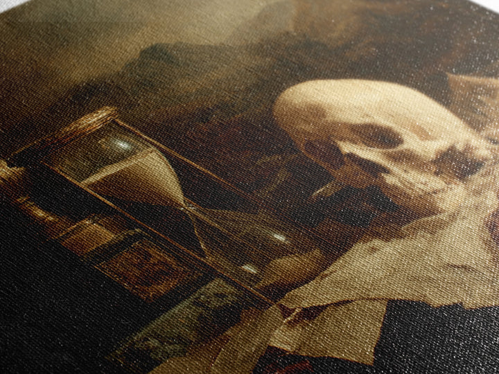 Skull and Hourglass Vanitas Still Life Canvas Print, Baroque Art, Printable Wall Art, Living Room Decor, Fine Art, Ornate, BAO-3x2-57