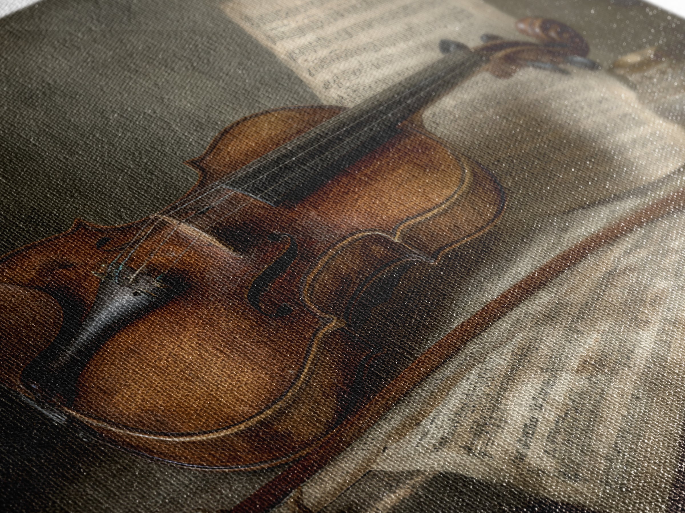 Baroque Violin and Sheet Music Still Life Framed Canvas Print, Baroque Art, Whimsical Decor, Living Room Decor, Ornate, BAO-3x2-87