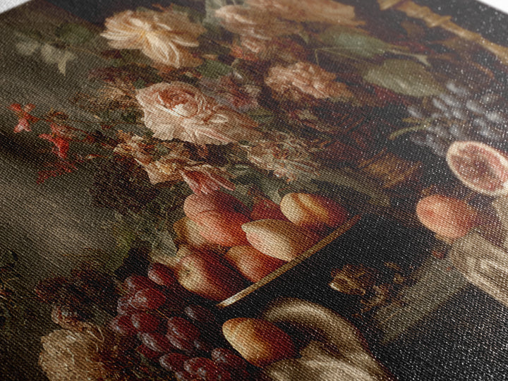 Lavish Banquet Fruit Composition Framed Canvas Print, Baroque Art, Eclectic Wall Art, Living Room Decor, Fine Art, Ornate, BAO-3x2-96