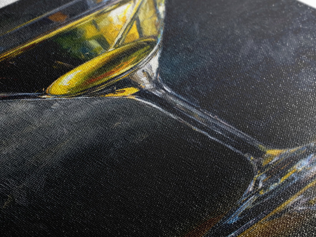 Martini Glass with Olive on a Black Canvas Print, Bar Art, Kitchen Wall Decor, Bar Decor, Fine Art, Bar Cart Art, BAR-1x3-39