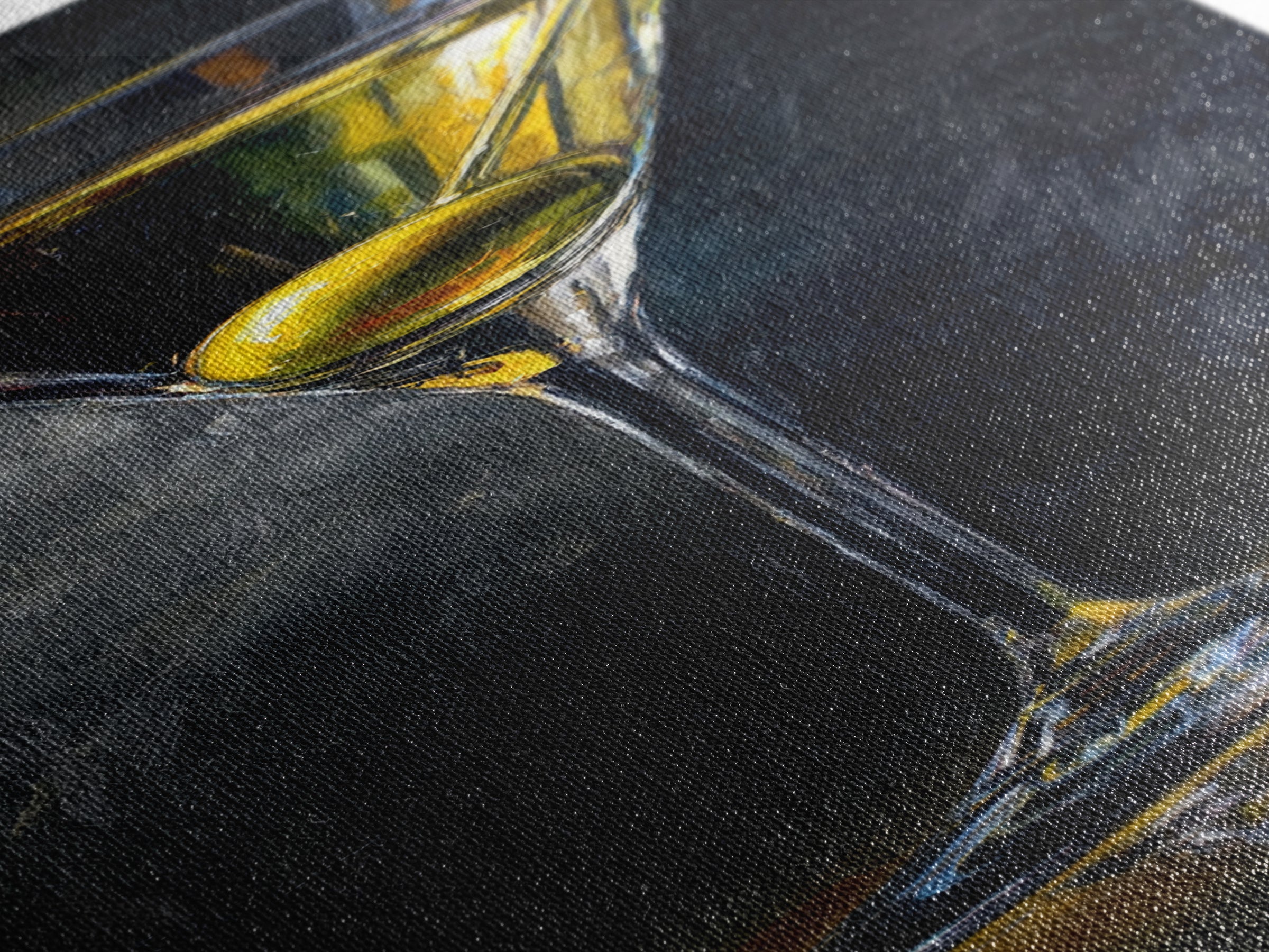 Martini Glass with Olive on a Black Canvas Print, Bar Art, Kitchen Wall Decor, Bar Decor, Fine Art, Bar Cart Art, BAR-1x3-39