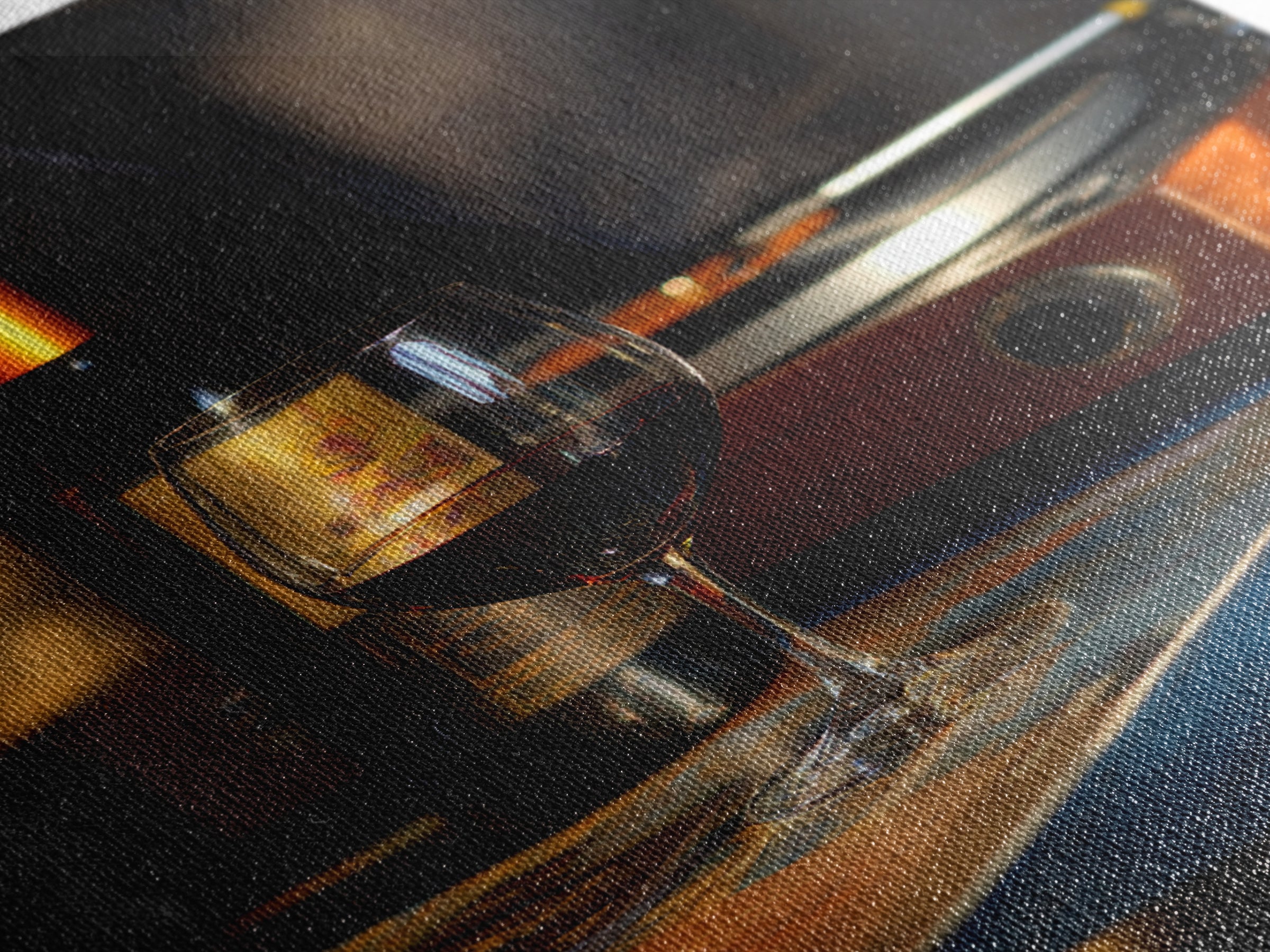 Wine and Record Player Lounge Still Life Framed Canvas Print, Bar Art, Canvas Wall Art, Bar Decor, Oil Painting, BAR-2x3-21