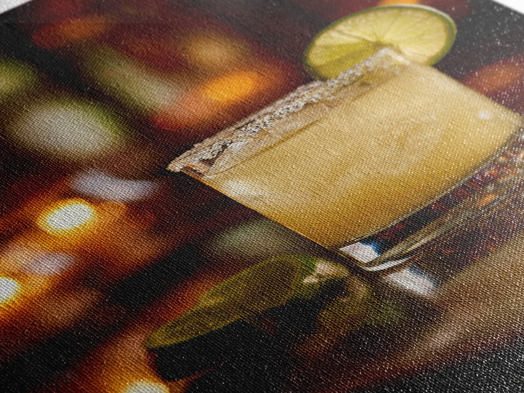 Classic Margarita with Salt Rim and Lime Canvas Print, Bar Art, Retro Wall Art, Bar Decor, Fine Art, Bar Cart Decor, BAR-2x3-67