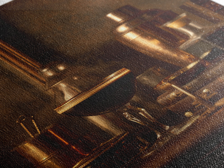 Speakeasy Key and Cocktail Shaker Composition Canvas Print, Bar Art, Canvas Wall Art, Bar Decor, Oil Painting, BAR-2x3-72
