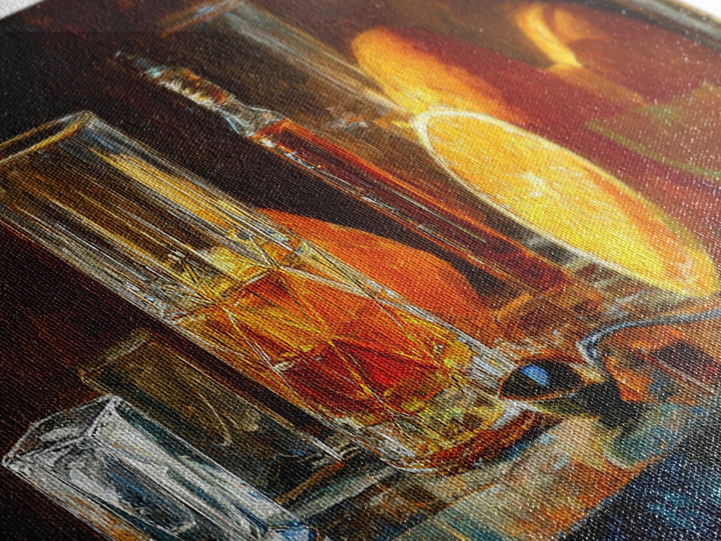 Orange Bitters and Bar Spoon Still Life Canvas Print, Bar Art, Bar Cart Decor, Bar Decor, Oil Painting, Minimalist Decor, BAR-3x1-61
