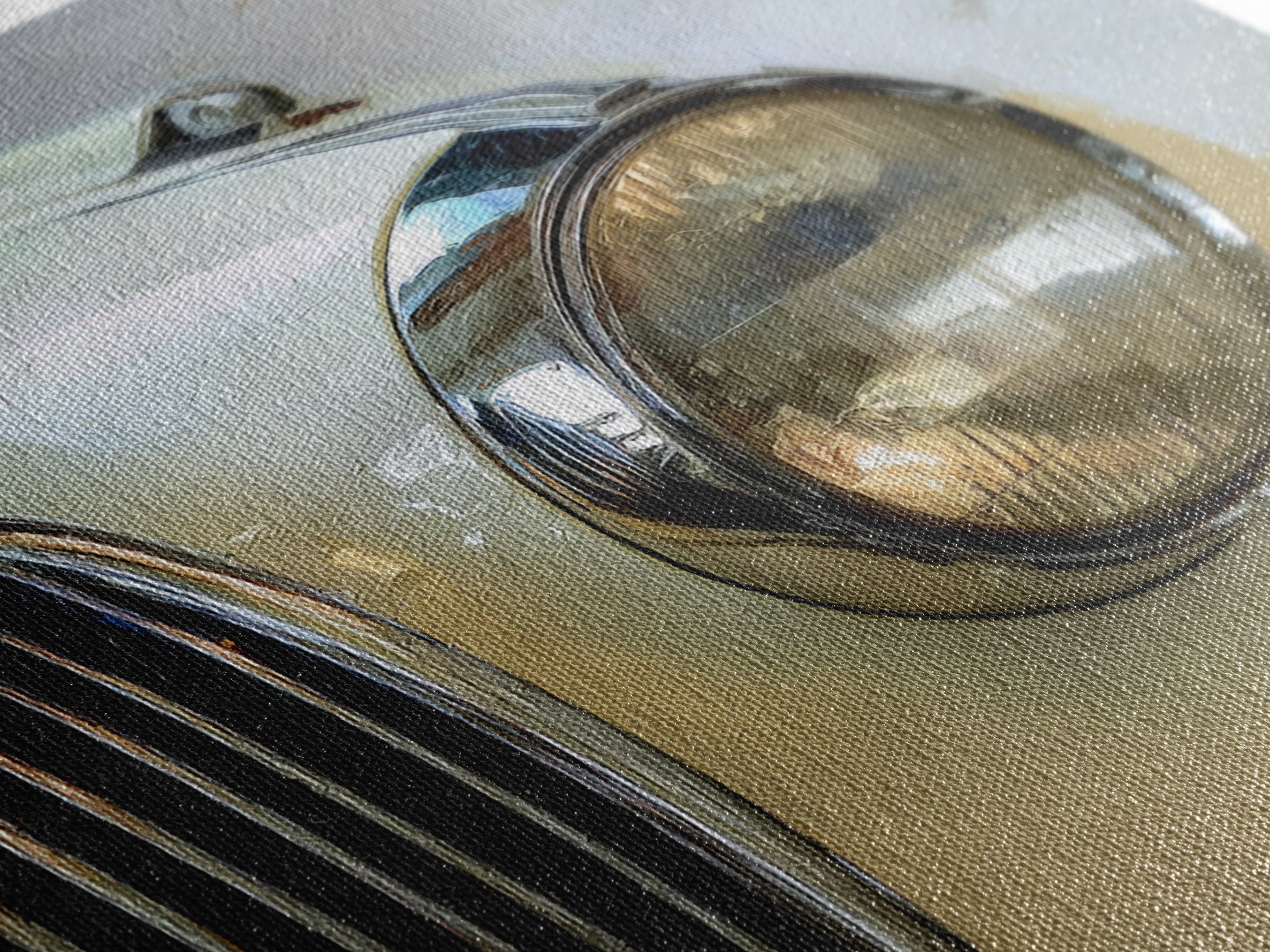 Classic Car Front Grill Closeup Canvas Print, Basement Art, Digital Art Download, Living Room Decor, Oil Painting, Retreat, BAS-1x1-22