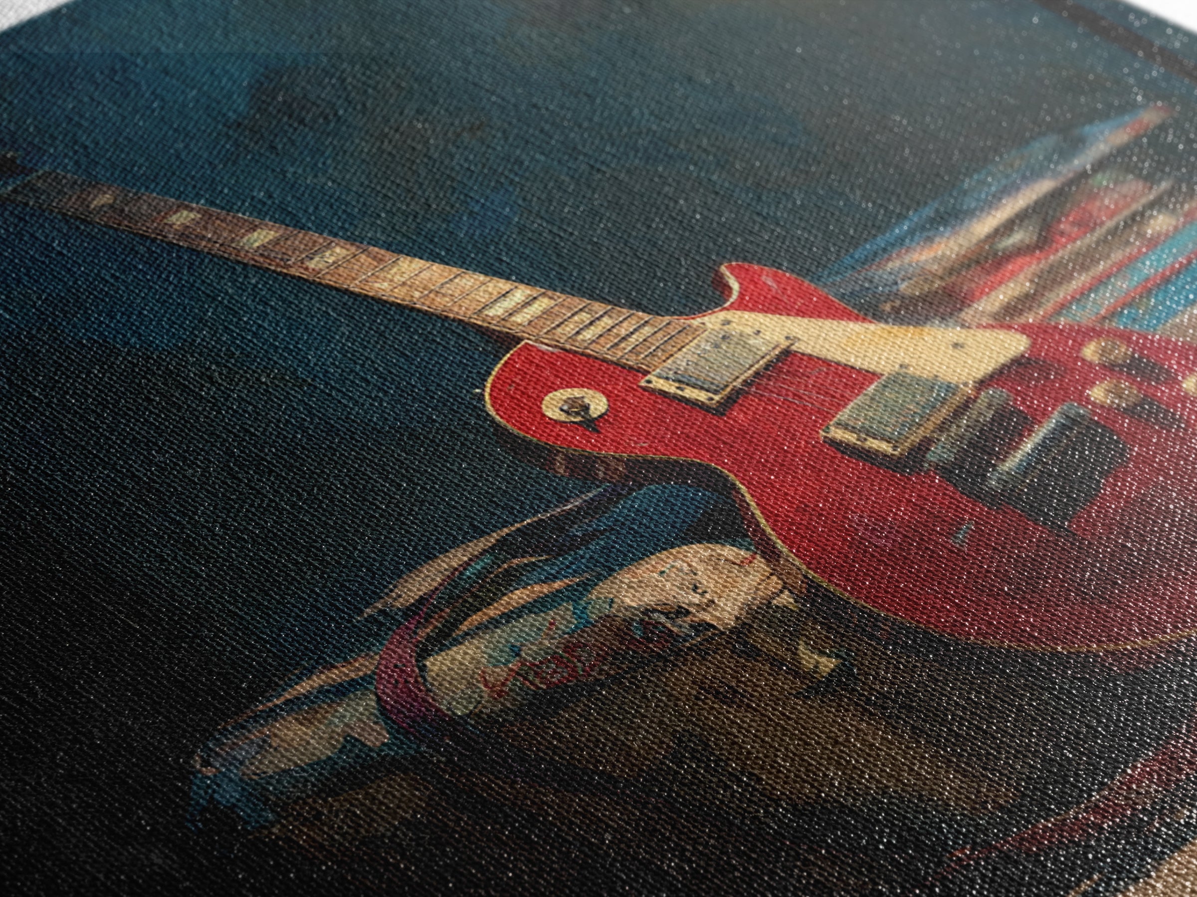 Classic Rock Guitar Still Life Framed Canvas Print, Basement Art, Fine Art Print, Living Room Decor, Fine Art, Retreat, BAS-1x1-29