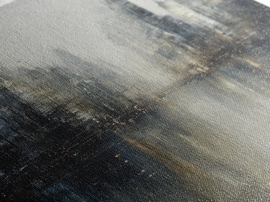 Dark Abstract City Skyline Framed Canvas Print, Basement Art, Western Decor, Living Room Decor, Retreat, Rustic Wall Art, BAS-1x1-7