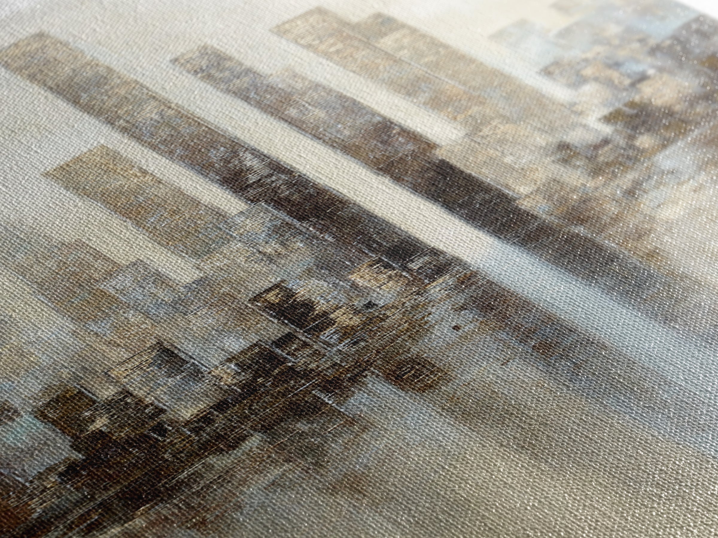 Dark Abstract City Skyline Canvas Print, Basement Art, Classroom Decor, Living Room Decor, Abstract Art, Retreat, BAS-1x3-43