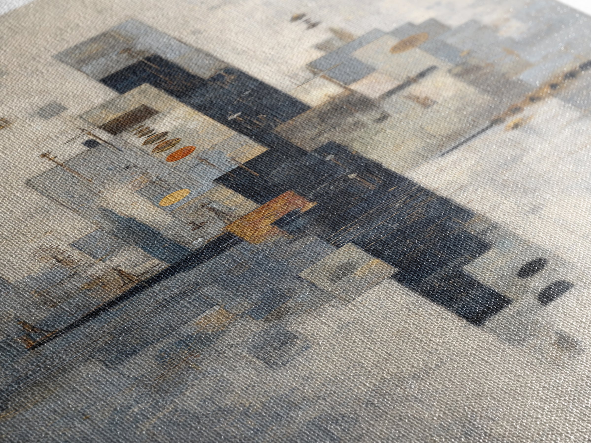Dark Abstract City Skyline Canvas Print, Basement Art, Bar Wall Art, Living Room Decor, Abstract Art, Retreat, Neutral Decor, BAS-1x3-67