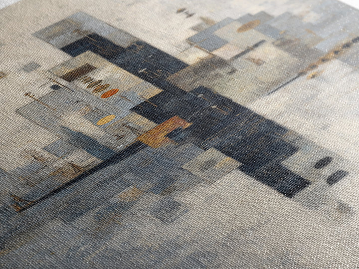 Dark Abstract City Skyline Canvas Print, Basement Art, Bar Wall Art, Living Room Decor, Abstract Art, Retreat, Neutral Decor, BAS-1x3-67