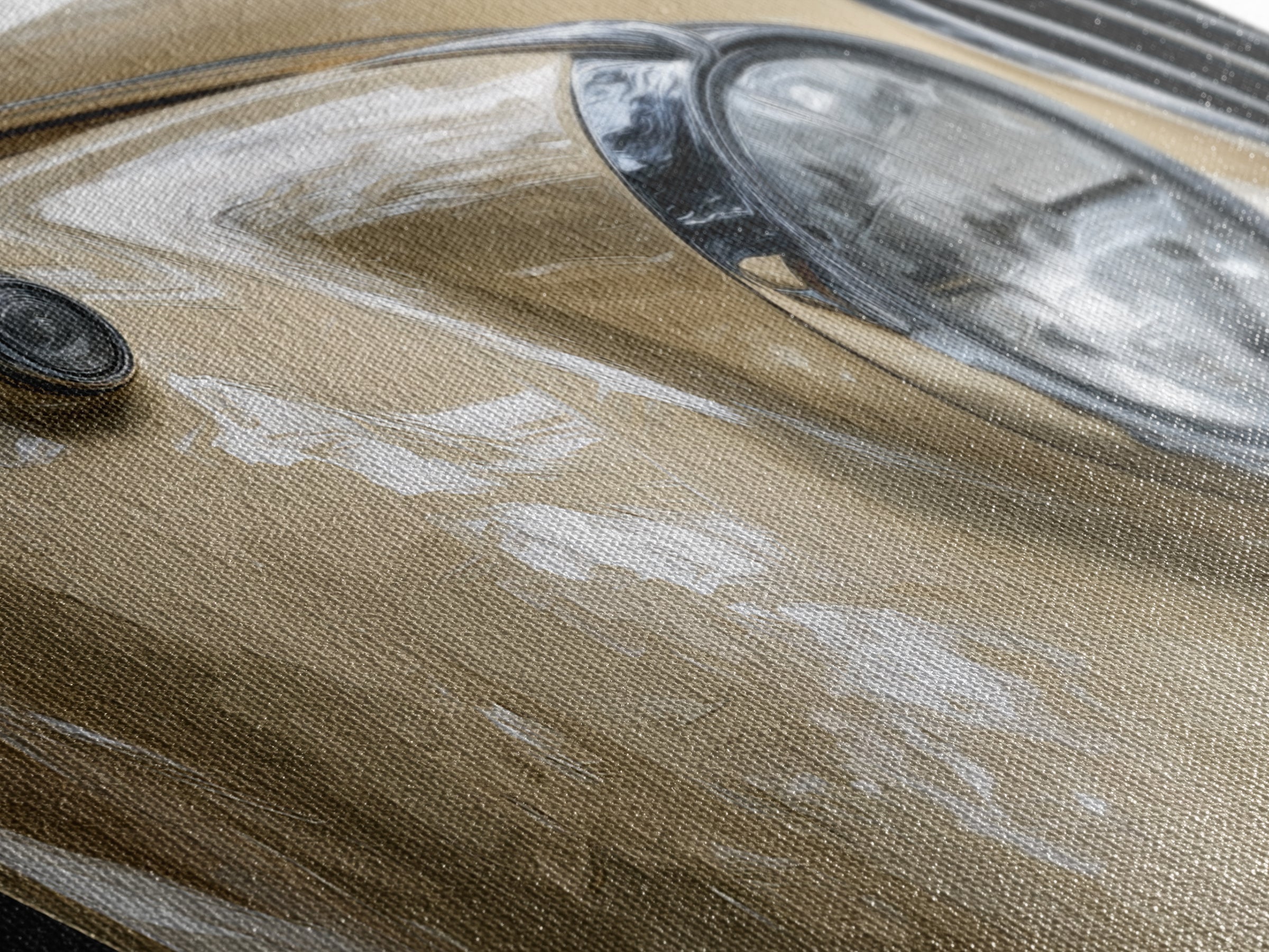 Classic Car Front Grill Closeup Canvas Print, Basement Art, Textured Painting, Living Room Decor, Watercolor Art, Retreat, BAS-2x1-66