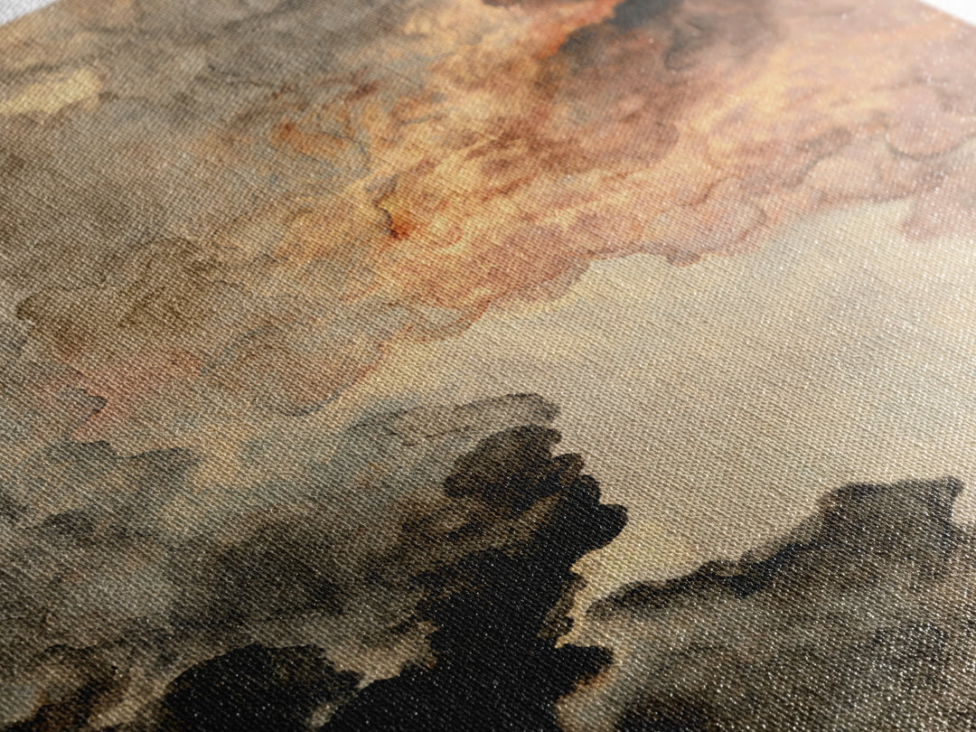 Moody Abstract Flames and Smoke Composition Canvas Print, Basement Art, Contemporary Art, Living Room Decor, Retreat, BAS-2x3-80