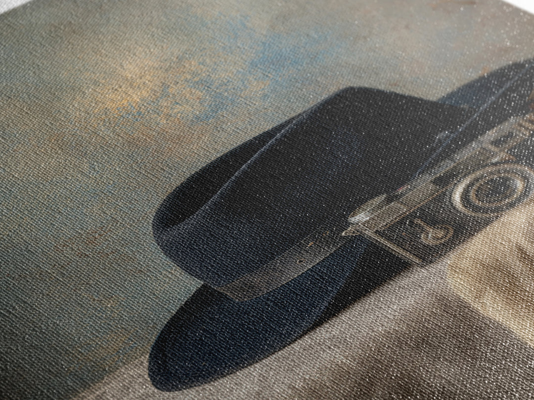 Noir Detective Hat and Camera Still Life Canvas Print, Basement Art, Digital Art Prints, Living Room Decor, Fine Art, Retreat, BAS-2x3-99
