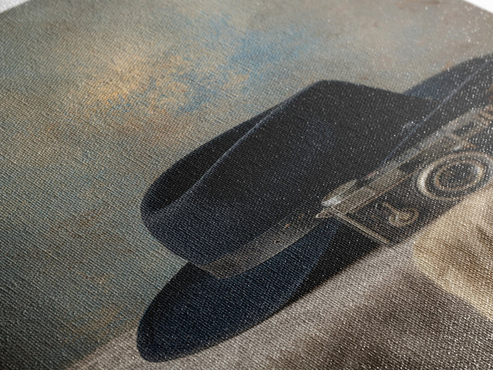 Noir Detective Hat and Camera Still Life Canvas Print, Basement Art, Digital Art Prints, Living Room Decor, Fine Art, Retreat, BAS-2x3-99