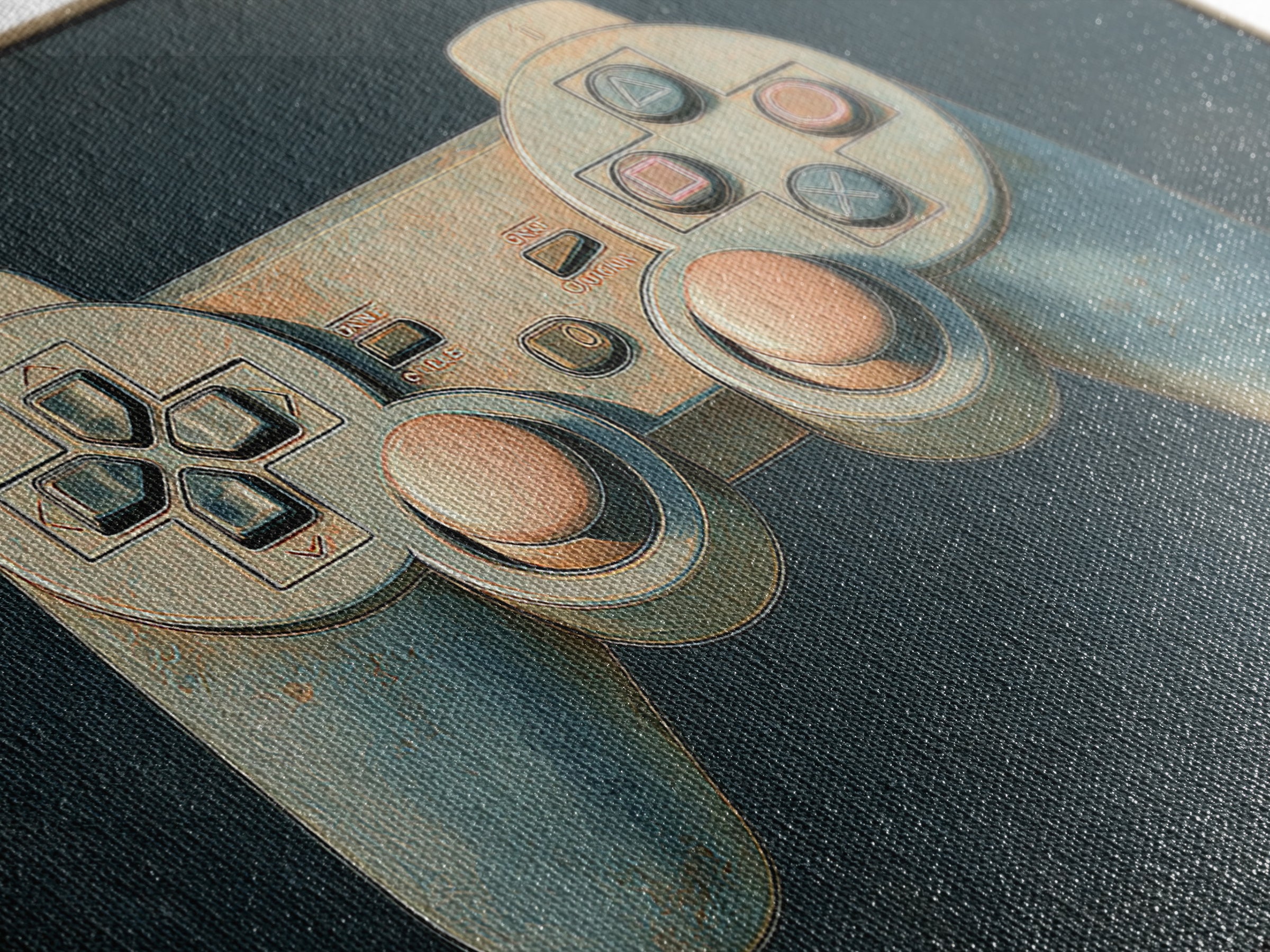 Neon Game Controller Icon on Black Background Canvas Print, Basement Art, Cocktail Art, Living Room Decor, Fine Art, Retreat, BAS-3x2-49
