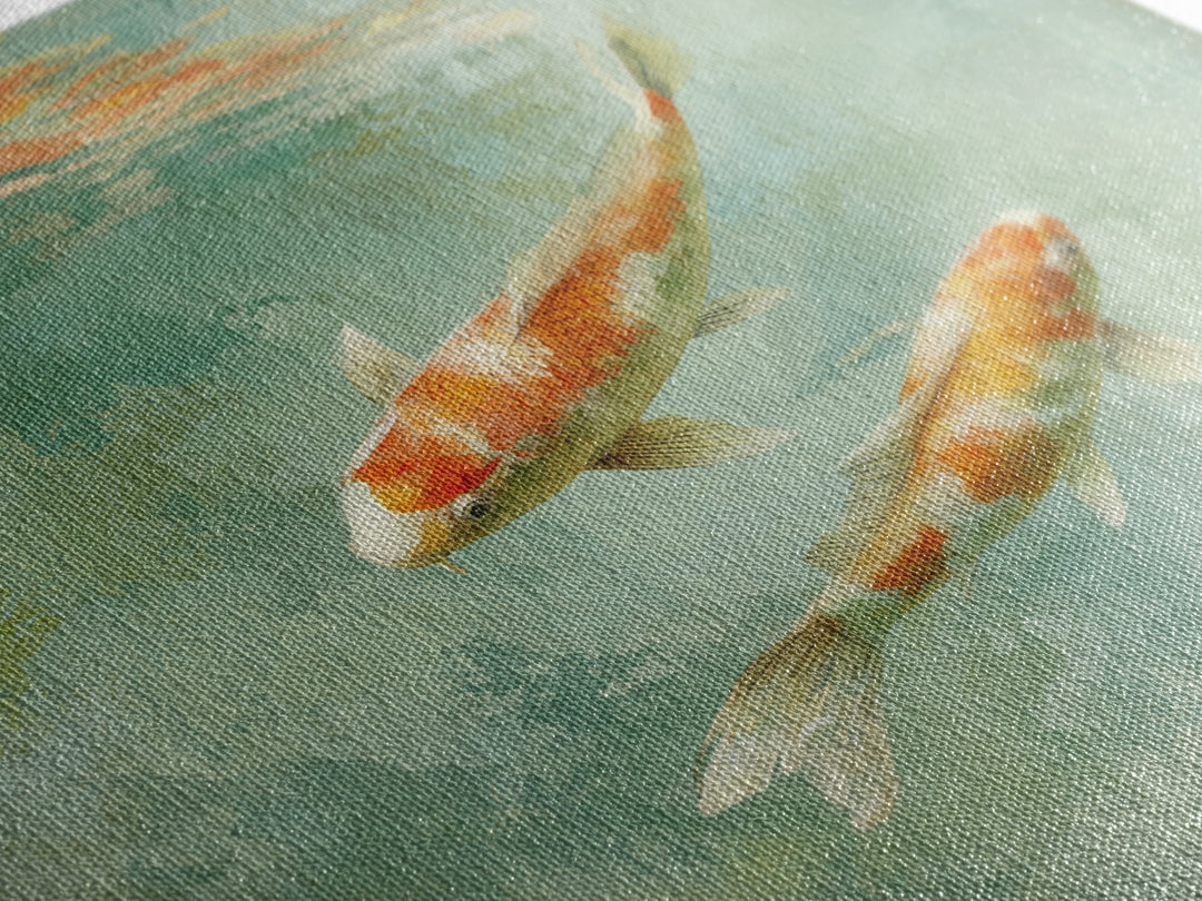 Minimal Koi Fish Swimming Through Clear Water Framed Canvas Print, Bathroom Art, Gallery Decor, Bathroom Decor, Fine Art, Spa, BAT-1x1-32