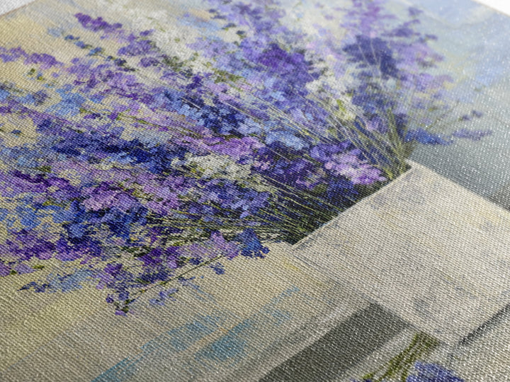 Lavender Sprigs in a Ceramic Vase Canvas Print, Bathroom Art, Bathroom Wall Art, Bathroom Decor, Watercolor Art, Spa, BAT-1x1-36