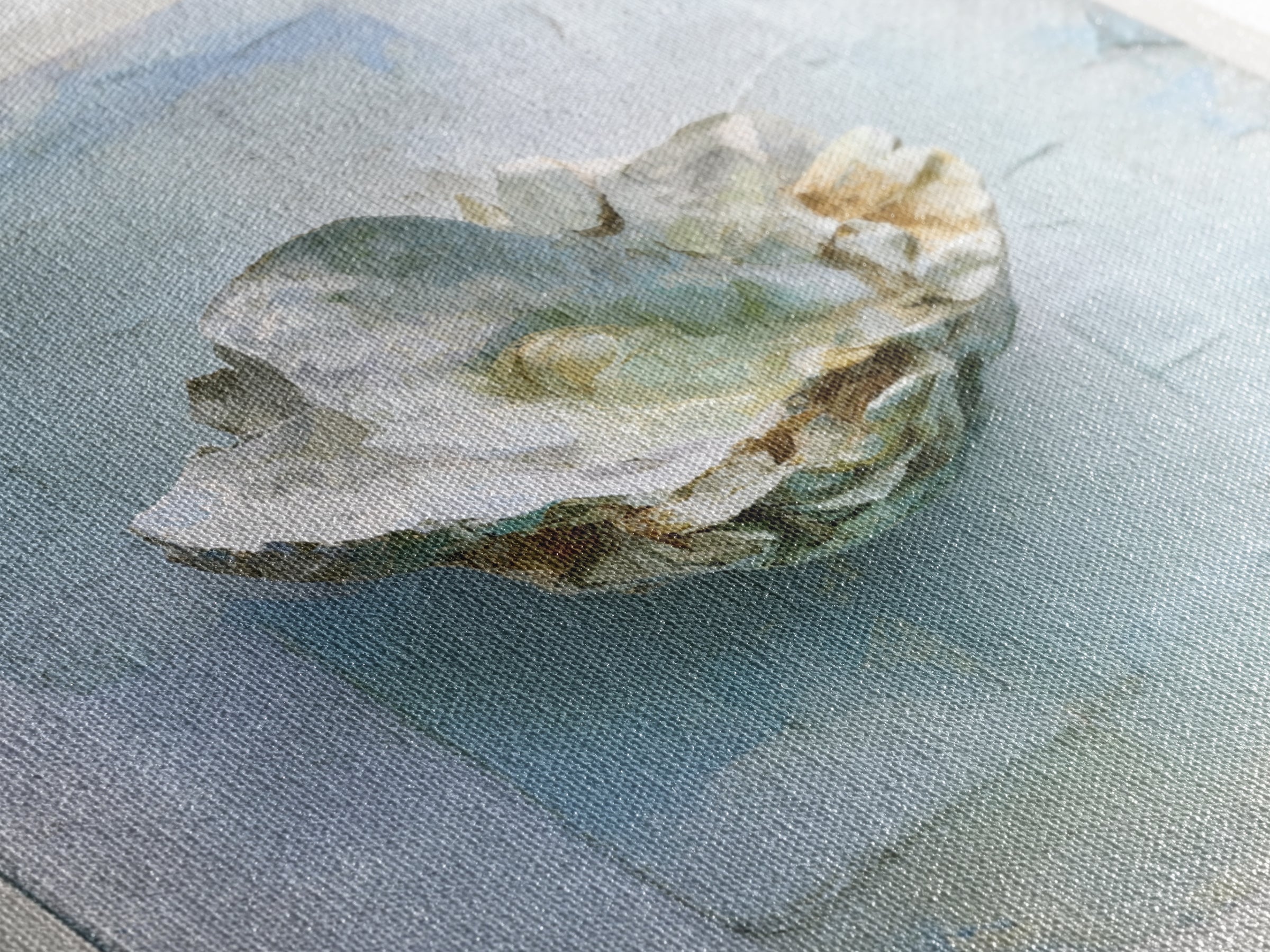 Oyster Shell Study Framed Canvas Print, Bathroom Art, Modern Wall Art, Bathroom Decor, Fine Art, Spa, Wall Decor, Neutral Decor, BAT-1x1-46