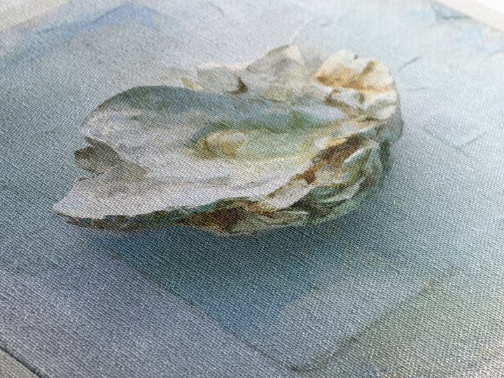 Oyster Shell Study Framed Canvas Print, Bathroom Art, Modern Wall Art, Bathroom Decor, Fine Art, Spa, Wall Decor, Neutral Decor, BAT-1x1-46