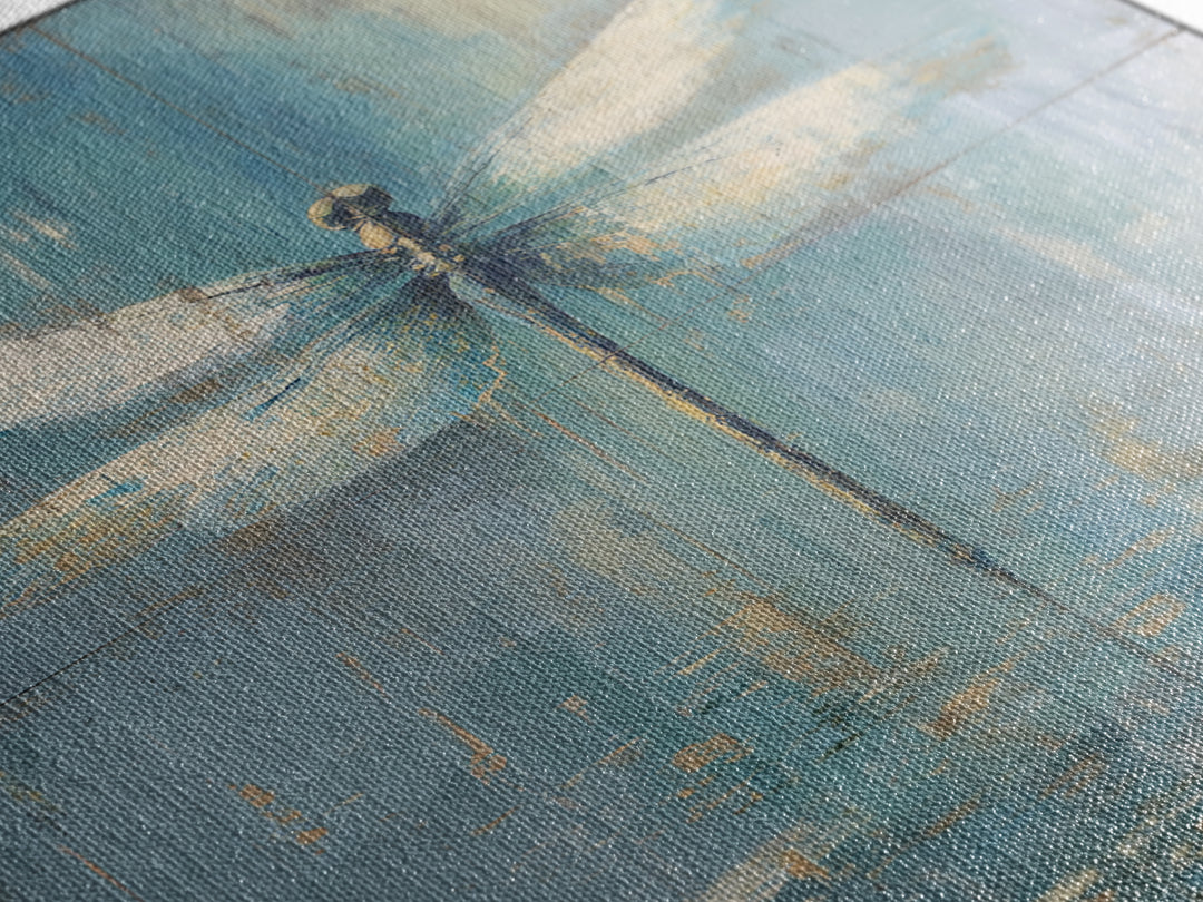 Delicate Dragonfly Above a Pond Surface Framed Canvas Print, Bathroom Art, Home Decor, Bathroom Decor, Fine Art, Spa, BAT-1x1-48