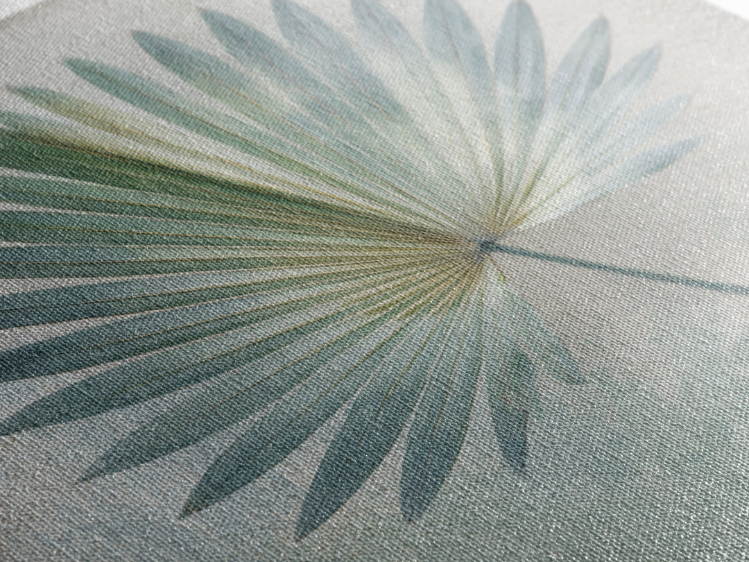 Simple Palm Frond on Off White Linen Framed Canvas Print, Bathroom Art, Bathroom Art Decor, Bathroom Decor, Abstract Art, Spa, BAT-1x1-71