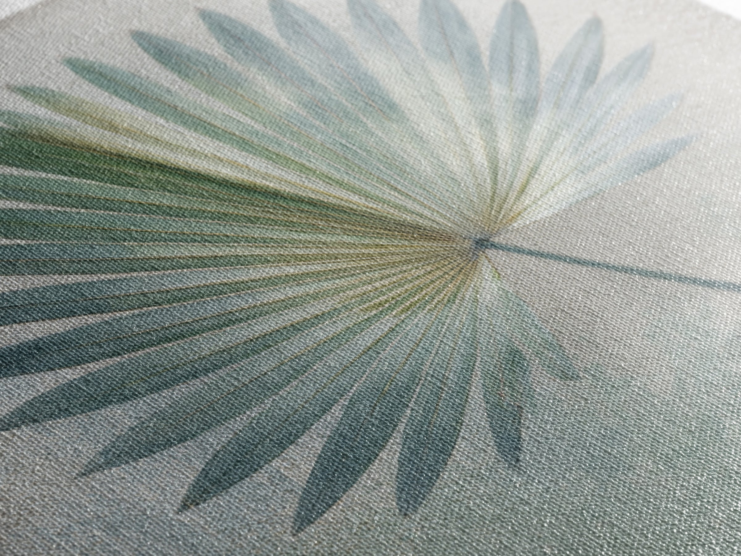 Simple Palm Frond on Off White Linen Framed Canvas Print, Bathroom Art, Bathroom Art Decor, Bathroom Decor, Abstract Art, Spa, BAT-1x1-71