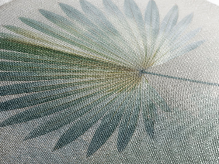 Simple Palm Frond on Off White Linen Framed Canvas Print, Bathroom Art, Bathroom Art Decor, Bathroom Decor, Abstract Art, Spa, BAT-1x1-71