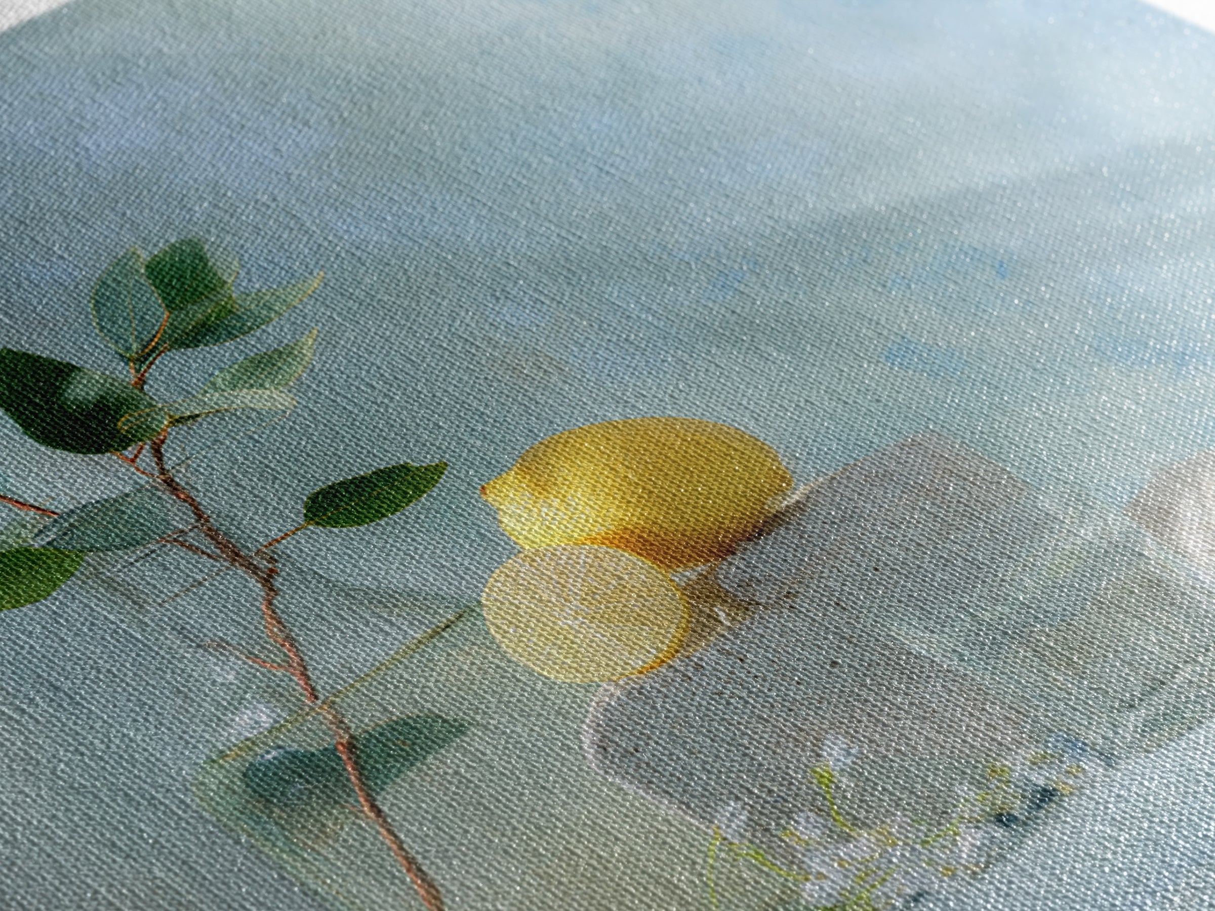 Lemon and Botanical Still Life Framed Canvas Print, Bathroom Art, Funny Bathroom Art, Bathroom Decor, Fine Art, Spa, Art Print, BAT-1x1-78