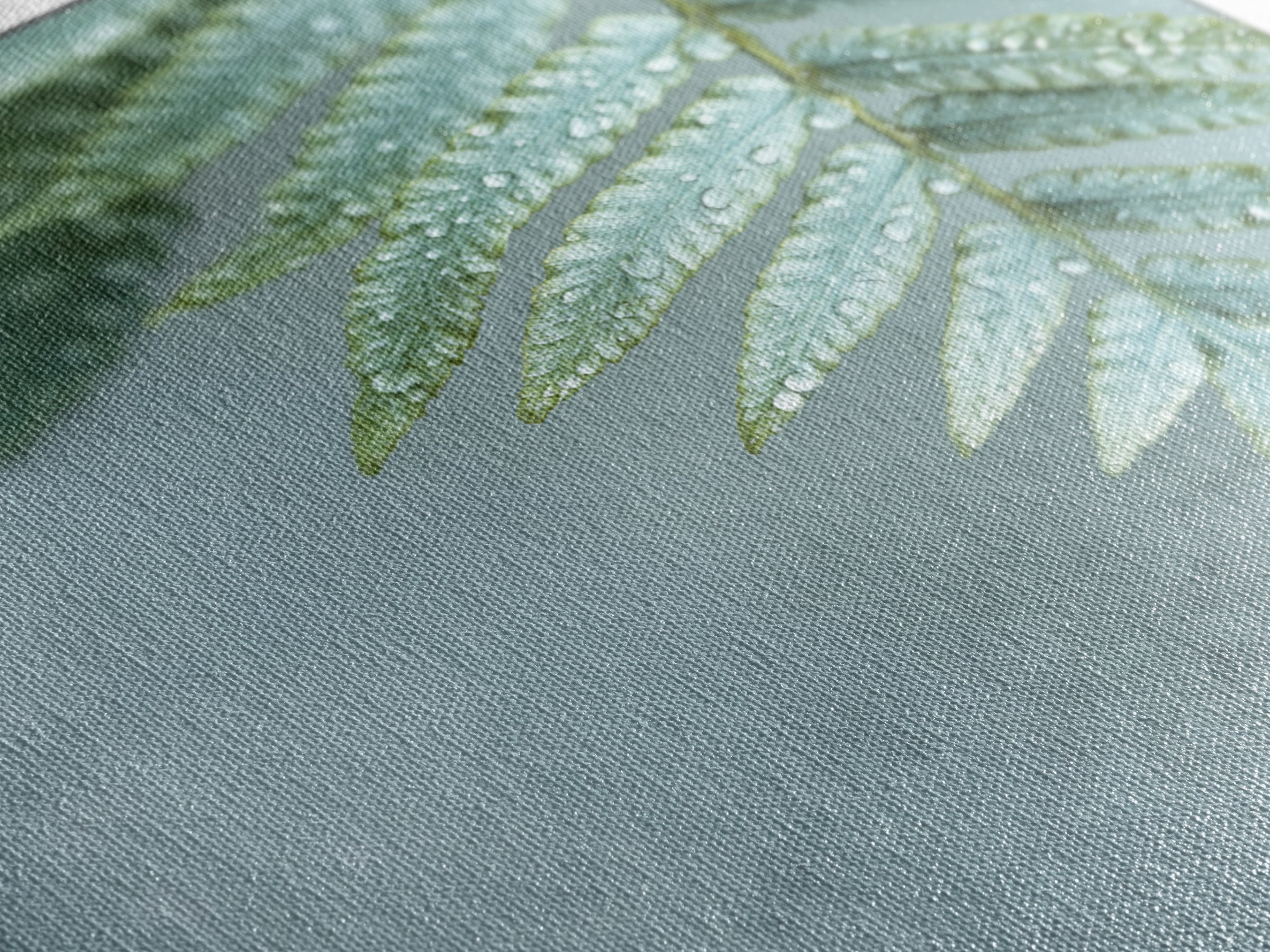 Green Fern Frond Closeup Canvas Print, Bathroom Art, Halloween Art, Bathroom Decor, Oil Painting, Spa, Textured Painting, BAT-1x1-82