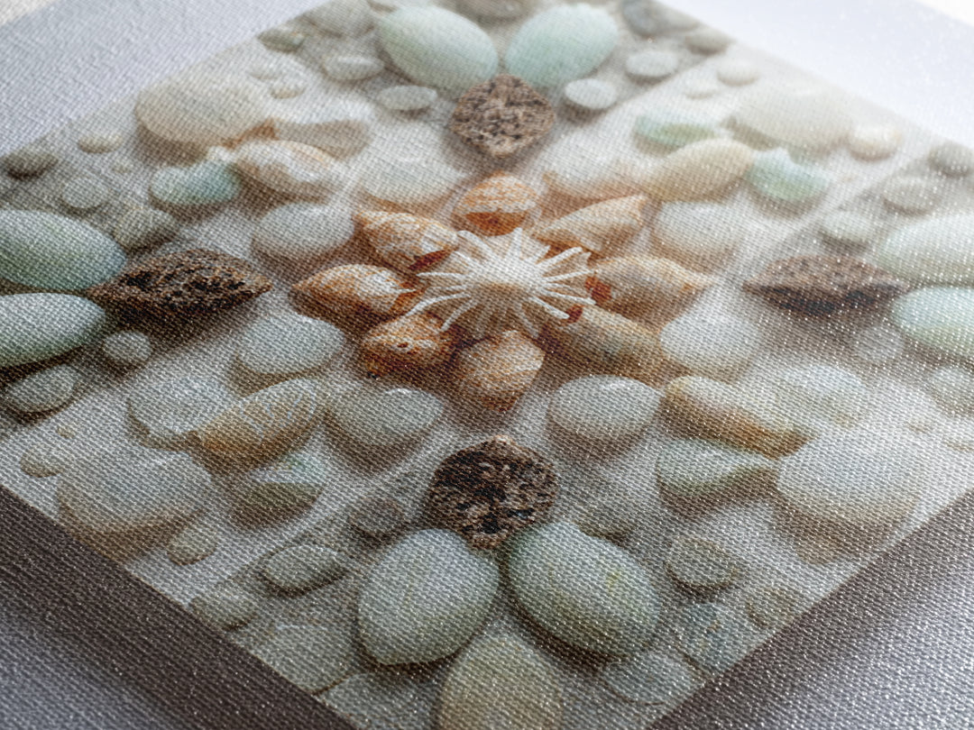 Coral and Shell Arrangement Framed Canvas Print, Bathroom Art, Neutral Decor, Bathroom Decor, Fine Art, Spa, Wall Art, BAT-1x1-83