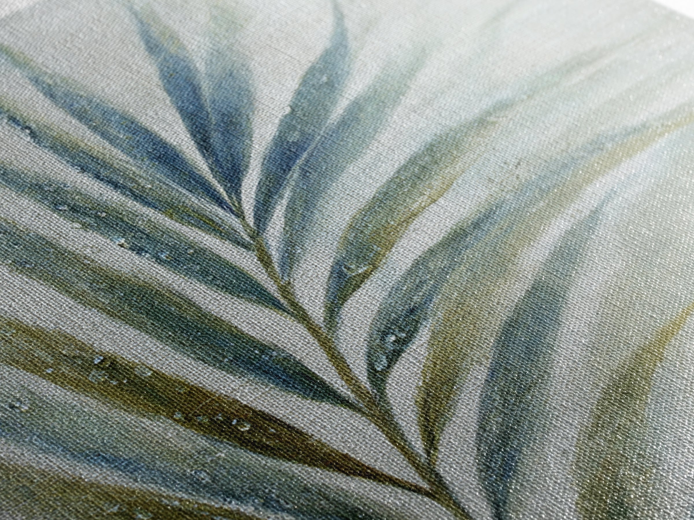 Simple Palm Frond on Off White Linen Canvas Print, Bathroom Art, Bathroom Print, Bathroom Decor, Abstract Art, Spa, BAT-1x1-95