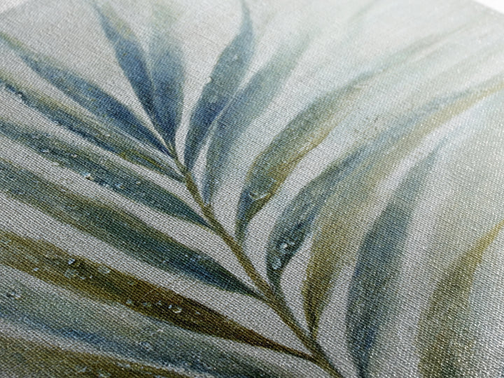 Simple Palm Frond on Off White Linen Canvas Print, Bathroom Art, Bathroom Print, Bathroom Decor, Abstract Art, Spa, BAT-1x1-95