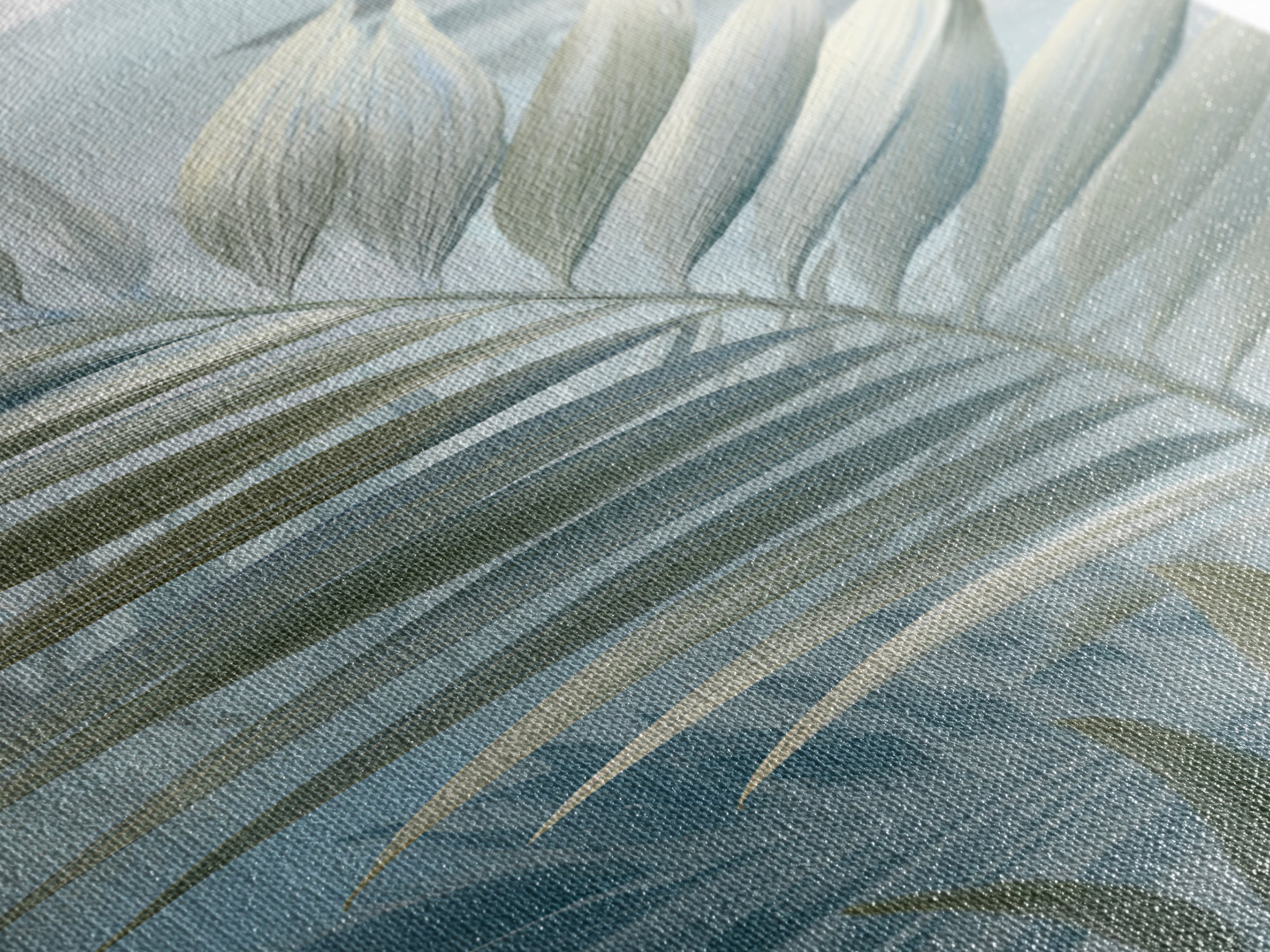 Simple Palm Frond on Off White Linen Canvas Print, Bathroom Art, Bathroom Wall Art, Bathroom Decor, Spa, Retro Wall Art, BAT-1x3-11