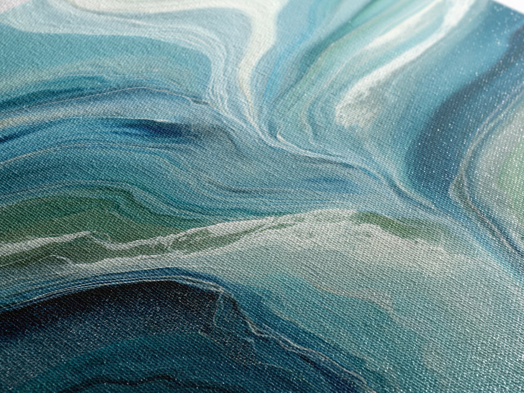 Calming Blue Ocean Wave Study Canvas Print, Bathroom Art, Halloween Art, Bathroom Decor, Oil Painting, Spa, Textured Painting, BAT-1x3-13