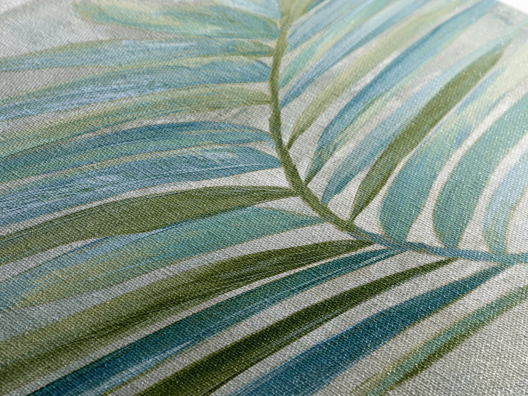 Simple Palm Frond on Off White Linen Canvas Print, Bathroom Art, Home Decor, Bathroom Decor, Fine Art, Spa, Canvas Wall Art, BAT-1x3-59