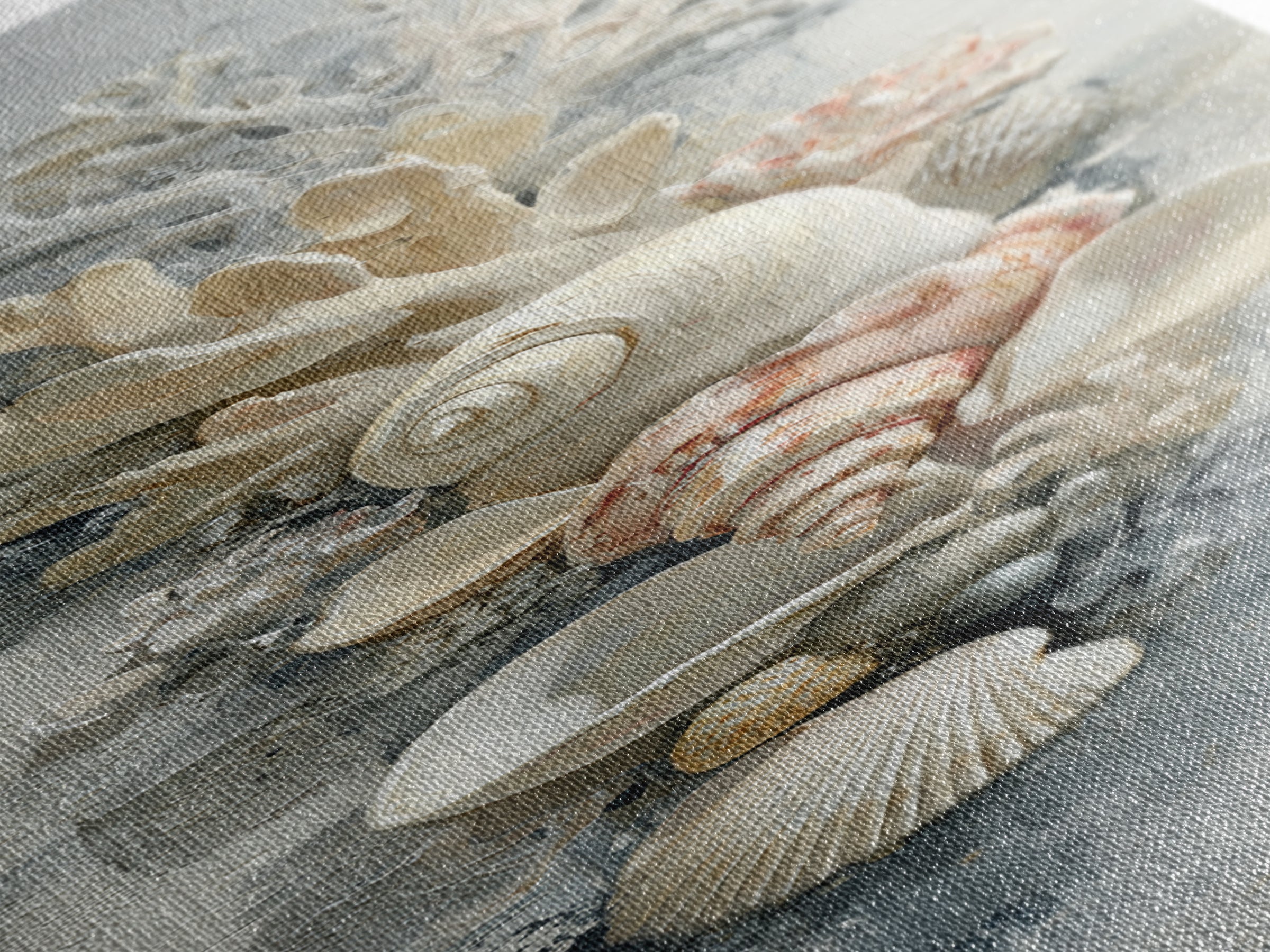 Coral and Shell Arrangement Canvas Print, Bathroom Art, Dopamine Decor, Bathroom Decor, Fine Art, Spa, Halloween Art, BAT-1x3-95