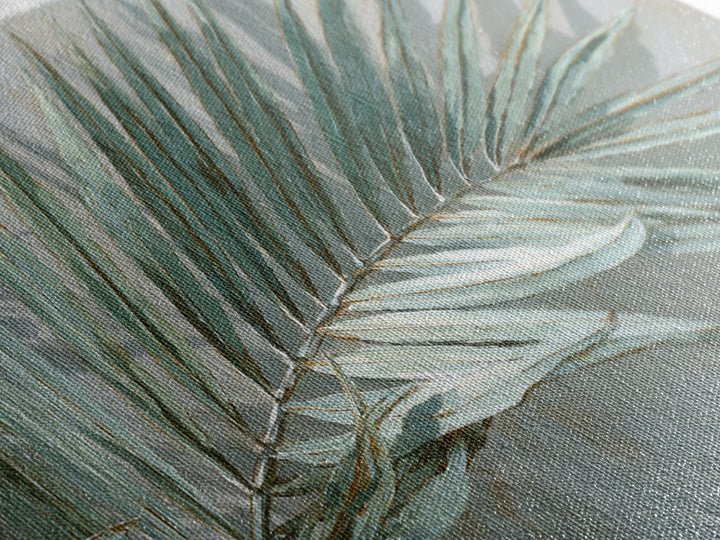 Simple Palm Frond on Off White Linen Framed Canvas Print, Bathroom Art, Bathroom Art Decor, Bathroom Decor, Abstract Art, Spa, BAT-2x1-19