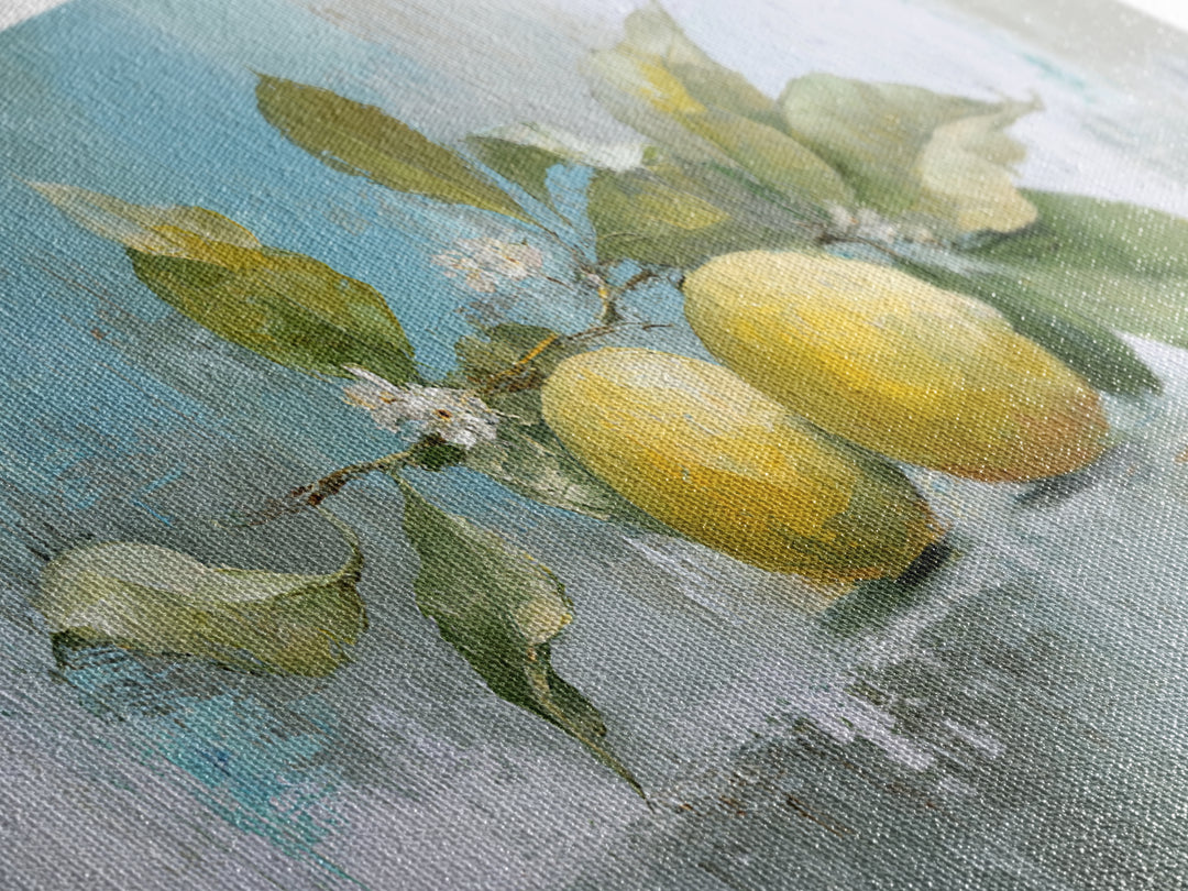 Lemon and Botanical Still Life Canvas Print, Bathroom Art, Neutral Decor, Bathroom Decor, Fine Art, Spa, Wall Art, Home Decor, BAT-2x1-2