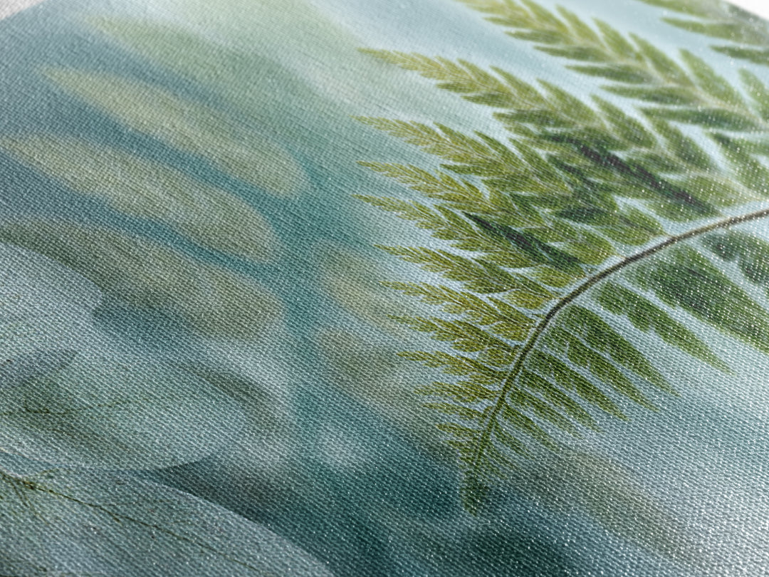 Green Fern Frond Closeup Framed Canvas Print, Bathroom Art, Modern Decor, Bathroom Decor, Fine Art, Spa, Home Decor, Poster, BAT-2x1-30