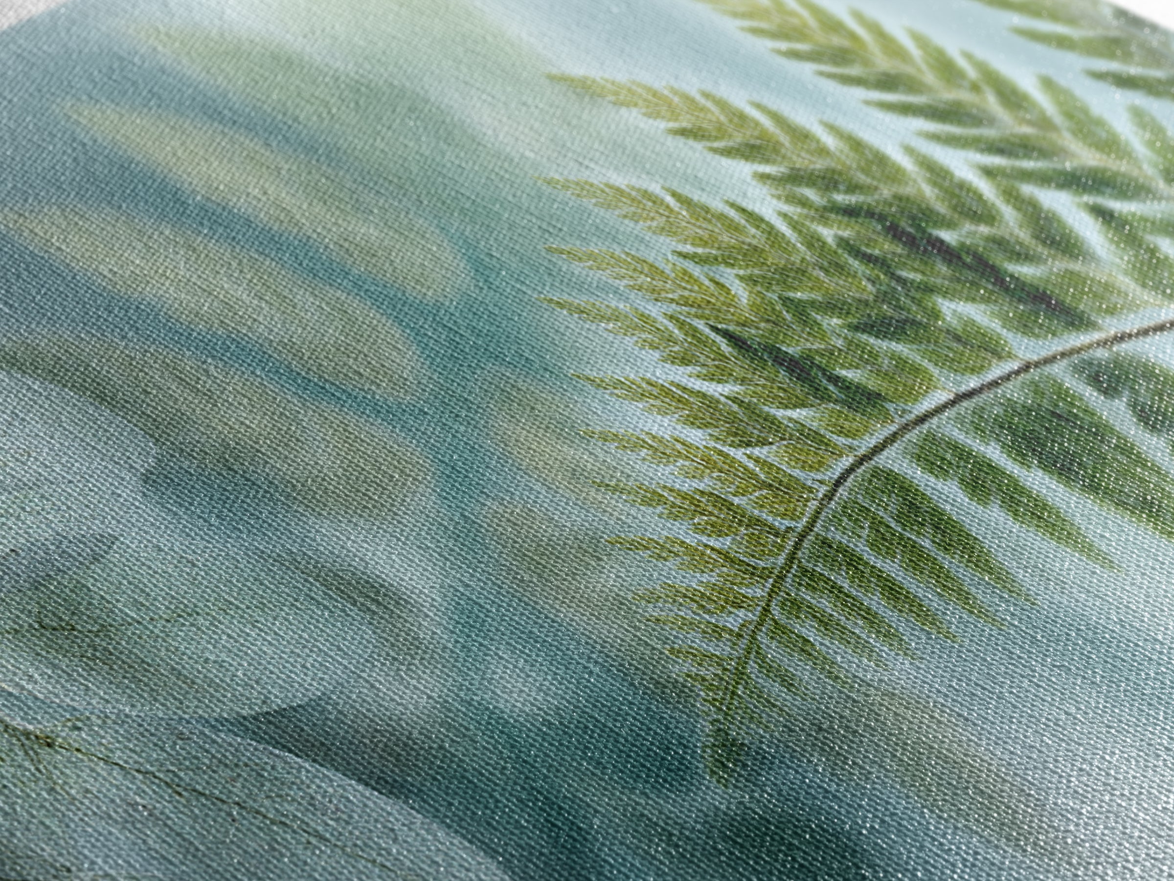 Green Fern Frond Closeup Framed Canvas Print, Bathroom Art, Modern Decor, Bathroom Decor, Fine Art, Spa, Home Decor, Poster, BAT-2x1-30