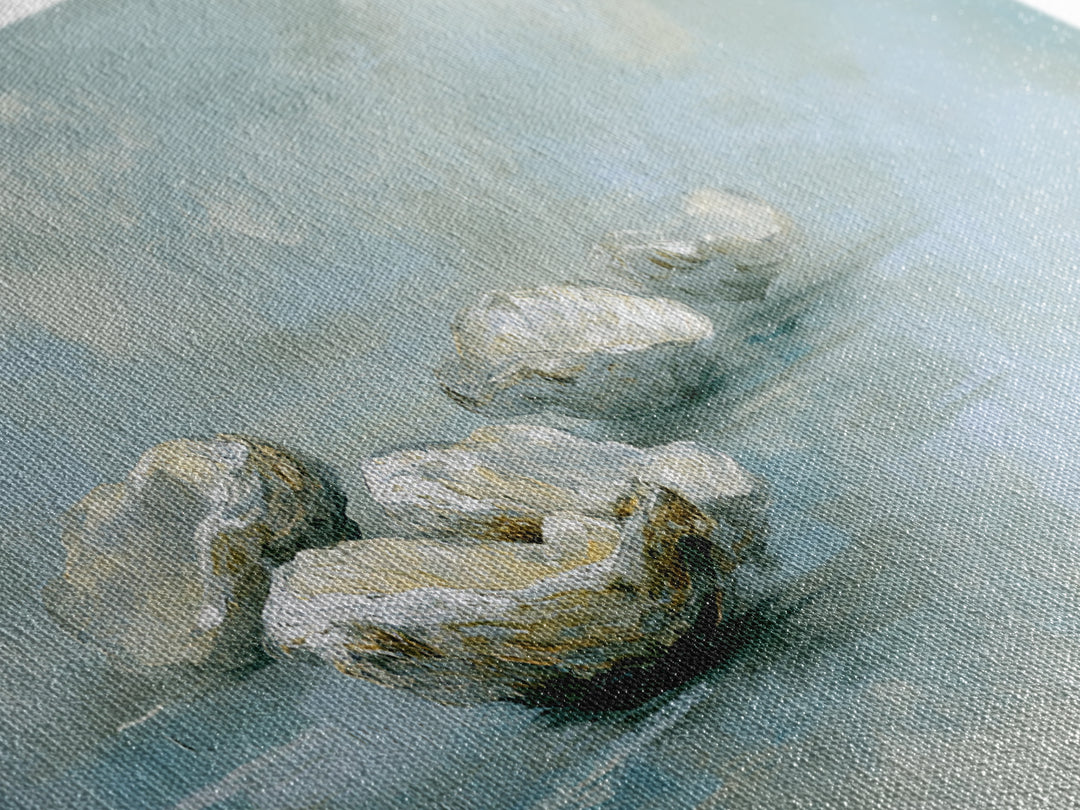 Oyster Shell Study Framed Canvas Print, Bathroom Art, Gallery Decor, Bathroom Decor, Fine Art, Spa, Minimalist Decor, BAT-2x1-42