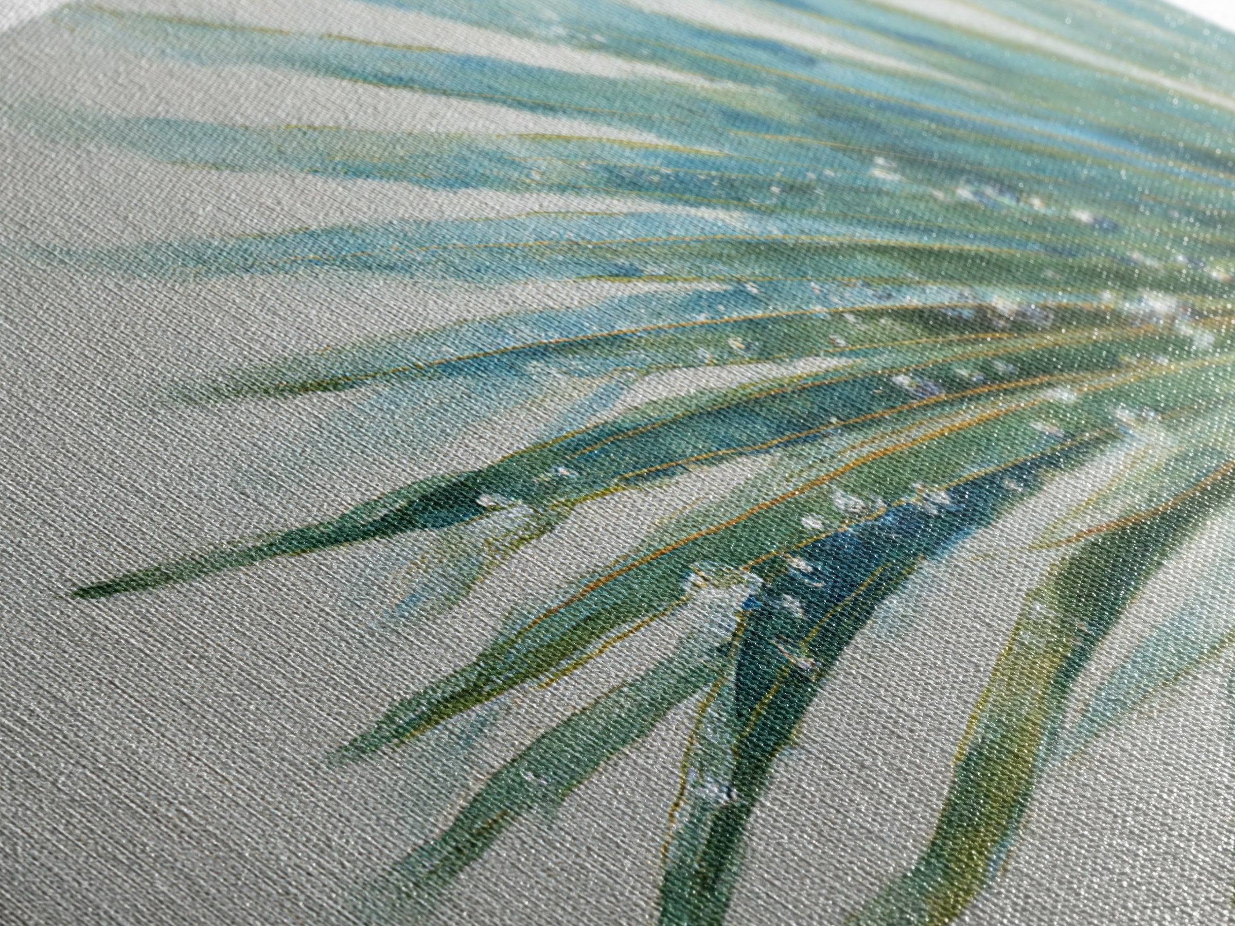 Simple Palm Frond on Off White Linen Framed Canvas Print, Bathroom Art, Poster, Bathroom Decor, Fine Art, Spa, Digital Print, BAT-2x1-43