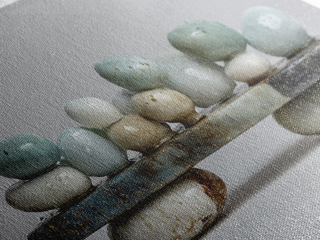 Monochrome Pebble Stack Canvas Print, Bathroom Art, Textured Painting, Bathroom Decor, Fine Art, Spa, Bathroom Wall Art, BAT-2x1-57