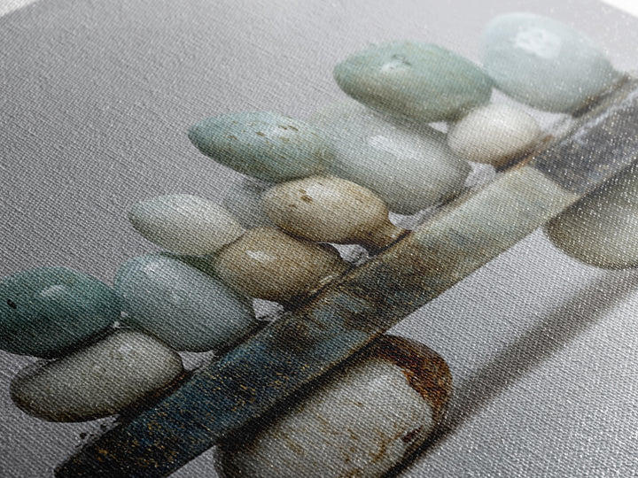 Monochrome Pebble Stack Canvas Print, Bathroom Art, Textured Painting, Bathroom Decor, Fine Art, Spa, Bathroom Wall Art, BAT-2x1-57