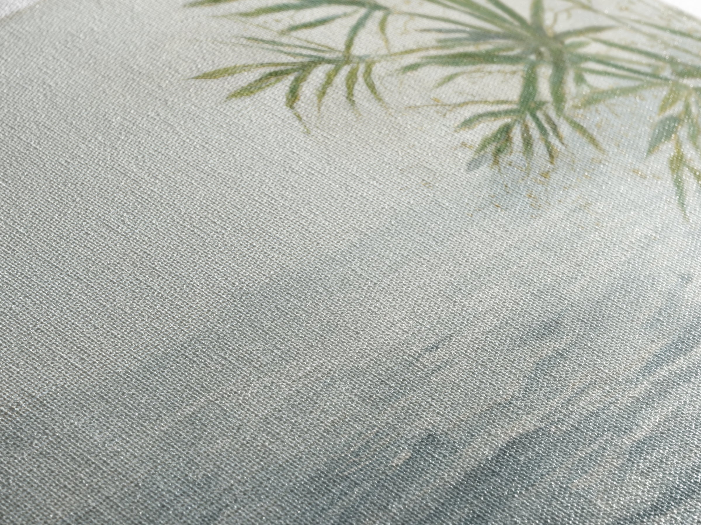 Simple Palm Frond on Off White Linen Framed Canvas Print, Bathroom Art, Digital Art, Bathroom Decor, Abstract Art, Spa, BAT-2x1-91