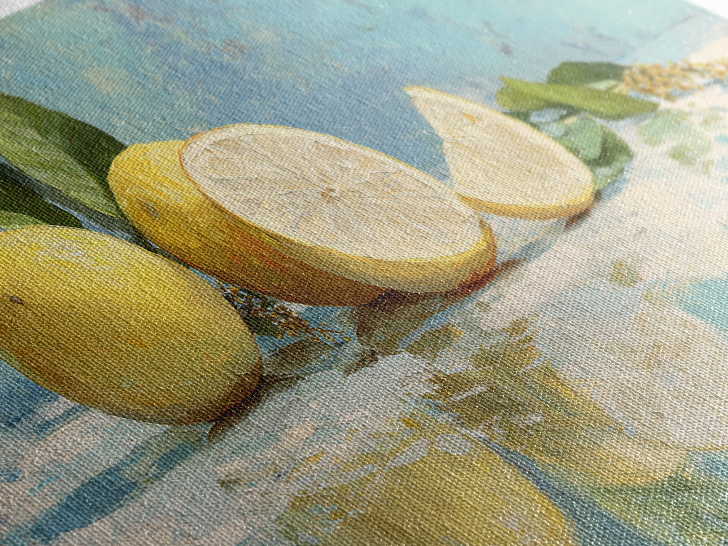 Lemon and Botanical Still Life Canvas Print, Bathroom Art, Bathroom Decor, Watercolor Art, Spa, Framed Wall Art, BAT-2x1-98