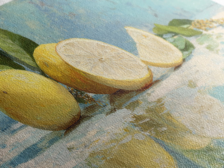 Lemon and Botanical Still Life Canvas Print, Bathroom Art, Bathroom Decor, Watercolor Art, Spa, Framed Wall Art, BAT-2x1-98