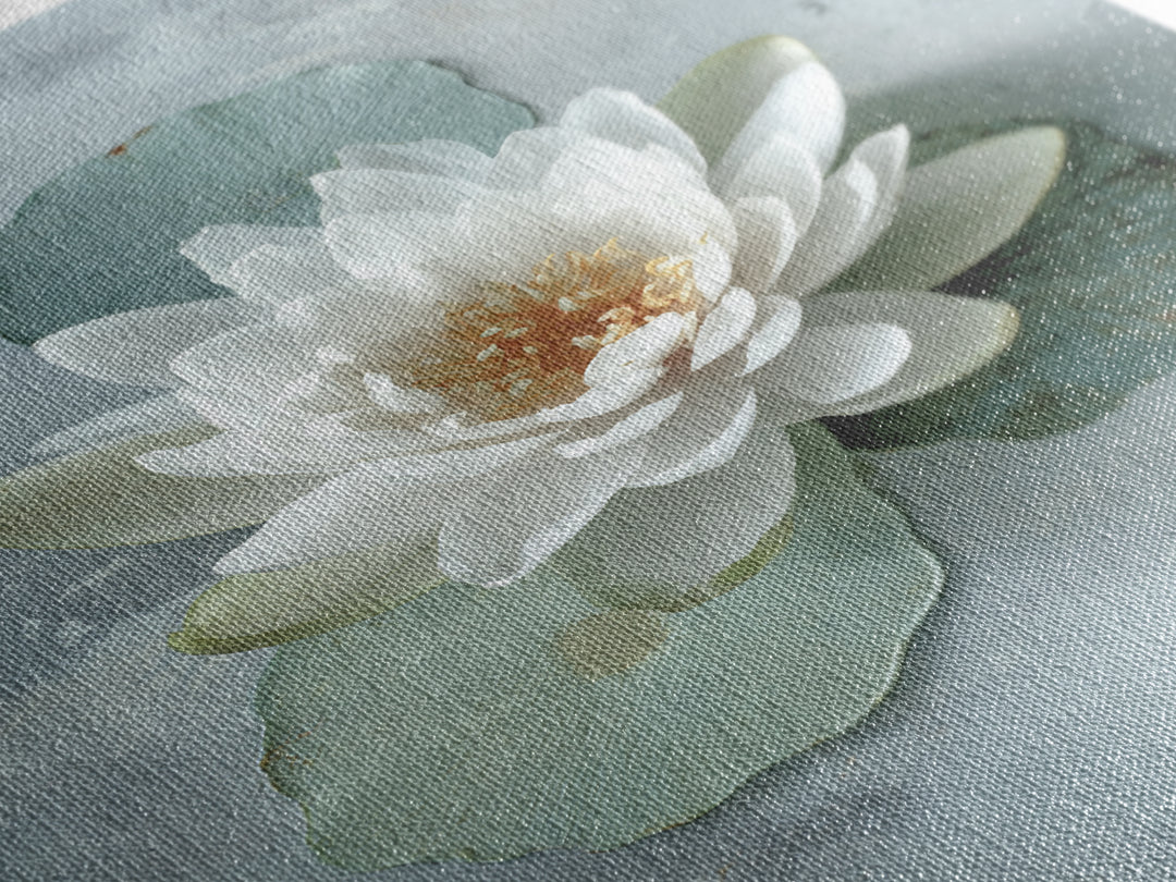 Lotus Flower Floating on Calm Water Framed Canvas Print, Bathroom Art, Trendy Wall Art, Bathroom Decor, Watercolor Art, Spa, BAT-2x3-100